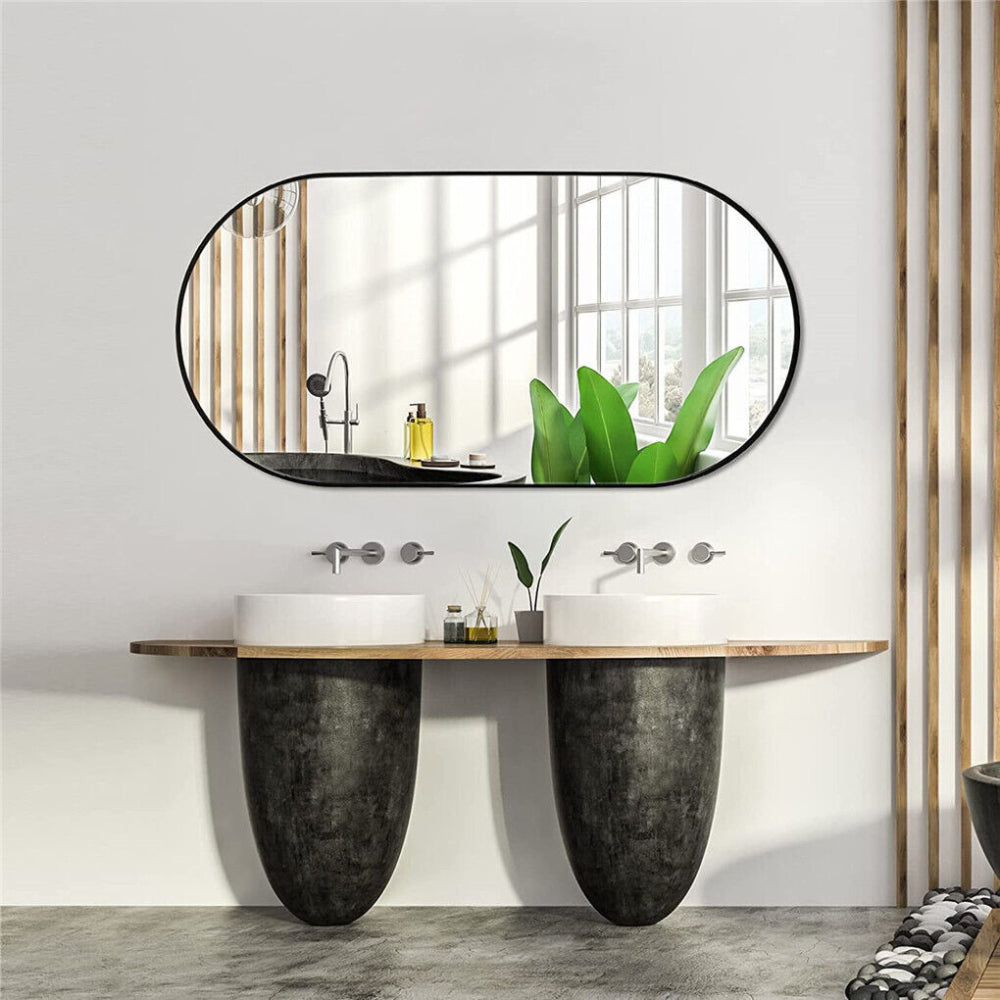 Stunning Oval Black Metal Wall Mirror