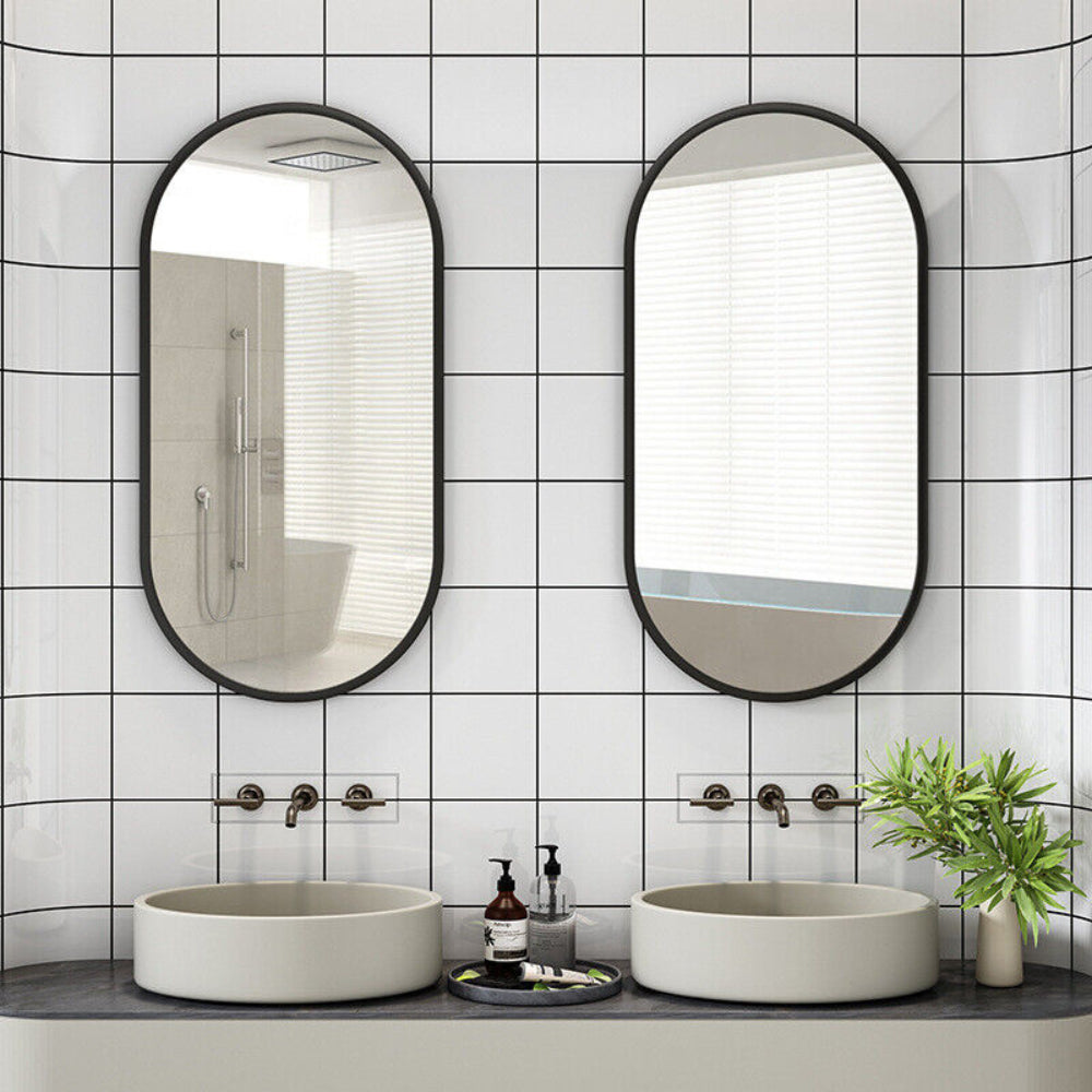 Stunning Oval Black Metal Wall Mirror