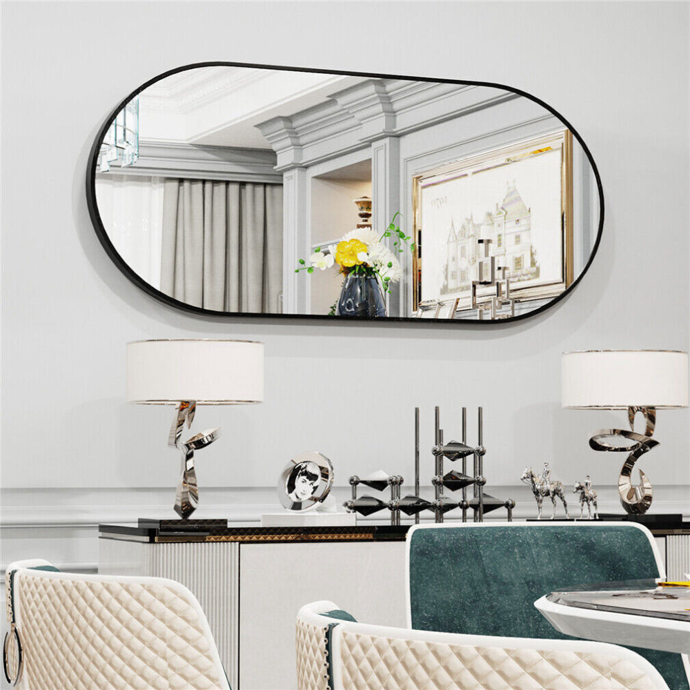 Stunning Oval Black Metal Wall Mirror