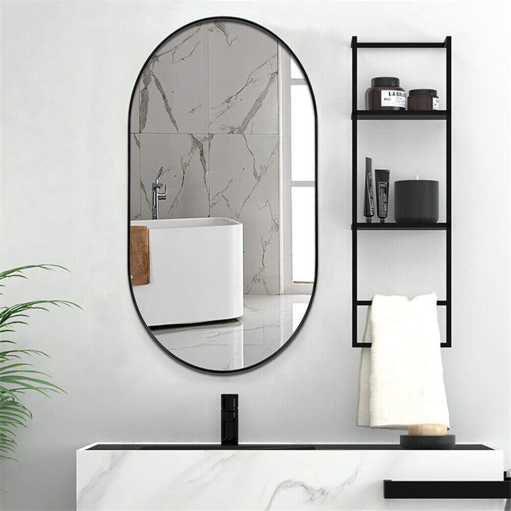 Stunning Oval Black Metal Wall Mirror