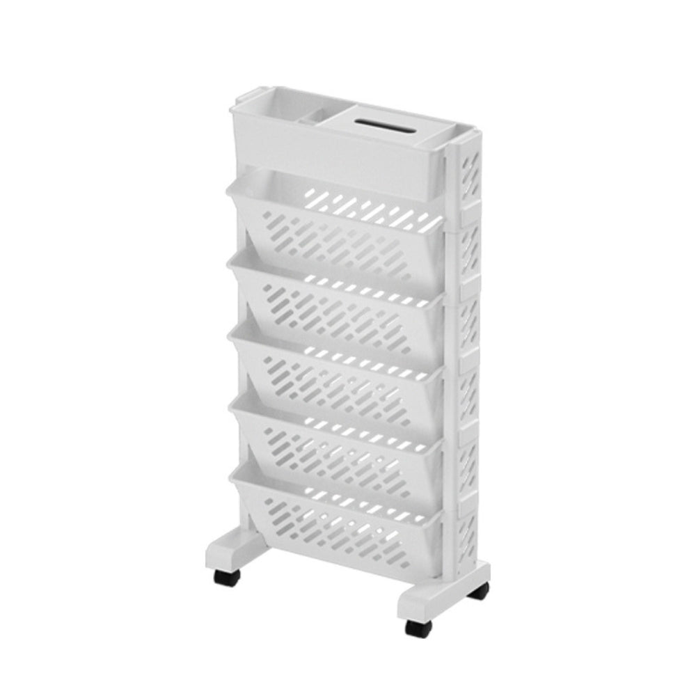 Hansona Floor Mounted Movable Bookshelf with Wheels Classroom Desk Storage Rack