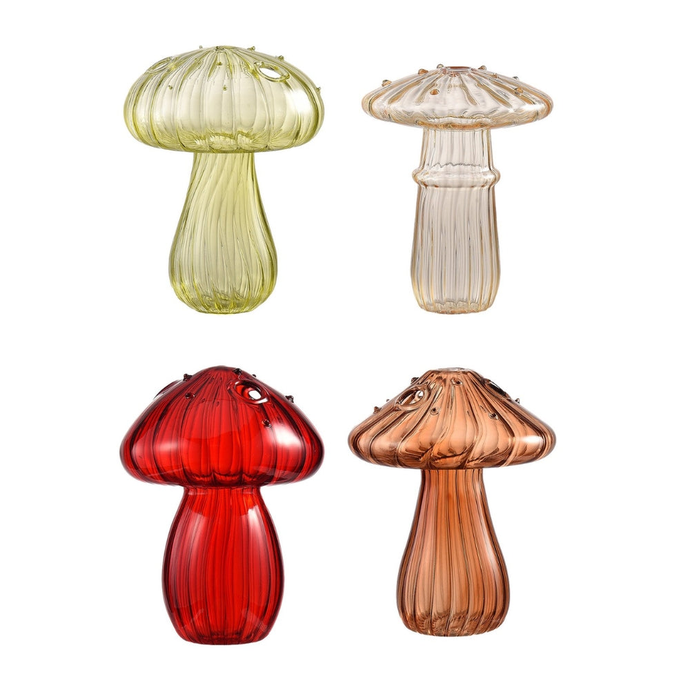 Nordic Style Glass Mushroom Vase Colorful Indoor Home Decoration for Plants and Flowers