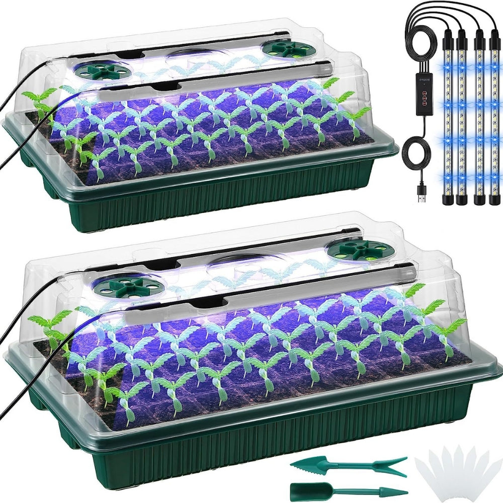 2 Pack High Dome Germination Trays Plant Seedling Starter Kit