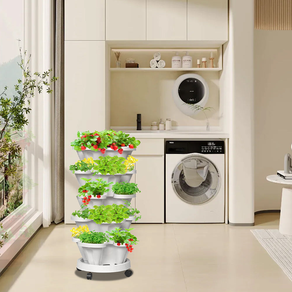 GREENHAVEN 5-Tier Stackable Planter, Indoor and Outdoor Gardening Planter with Removable Wheels and Tools_7