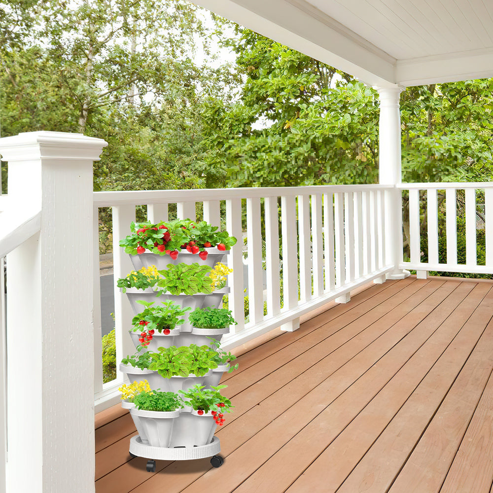 GREENHAVEN 5-Tier Stackable Planter, Indoor and Outdoor Gardening Planter with Removable Wheels and Tools_3