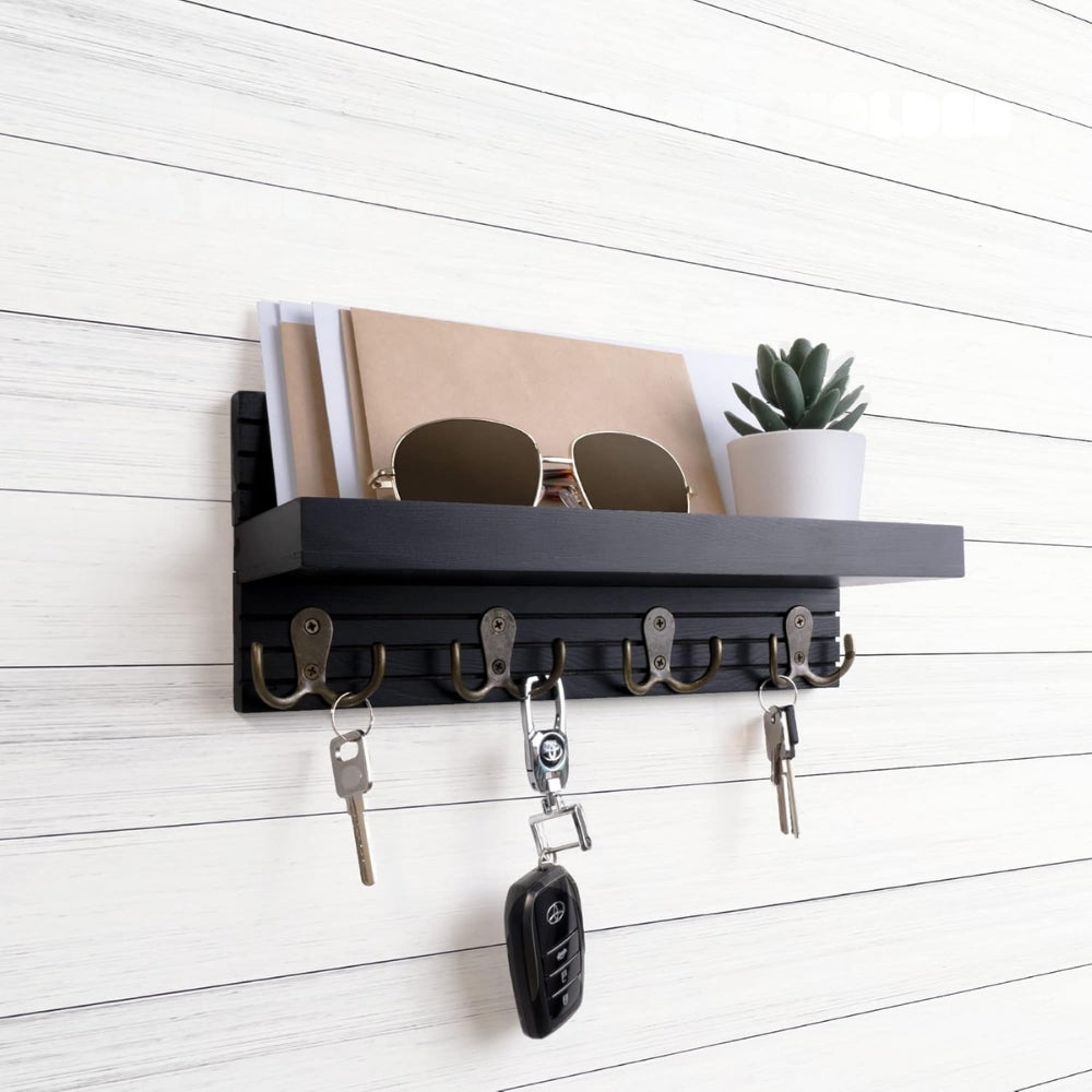 Wooden Key Holder for Entryway Decoration Wall Mounted Mail Organizer and Key Hanger