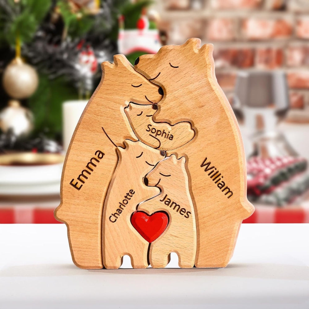Personalized  Art Wooden Bear Family Puzzle Home Decoration