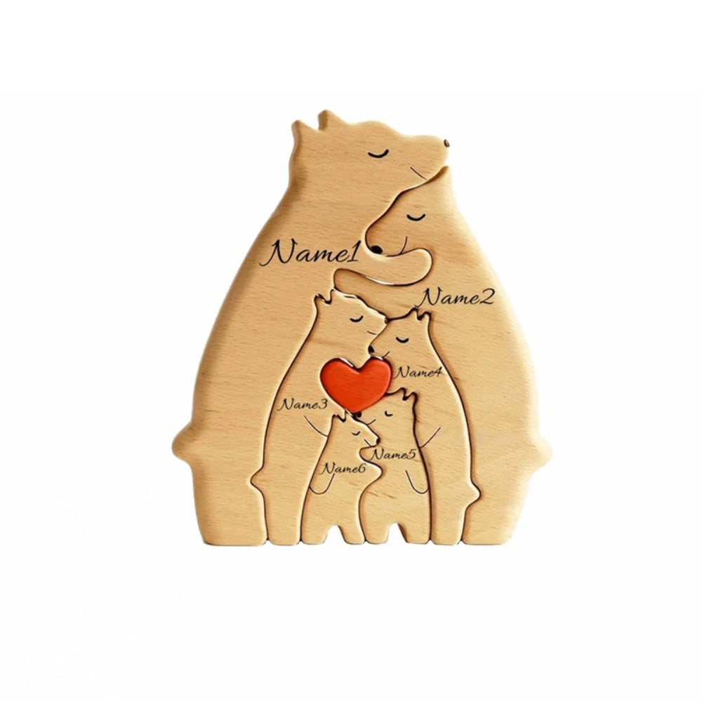 Personalized  Art Wooden Bear Family Puzzle Home Decoration