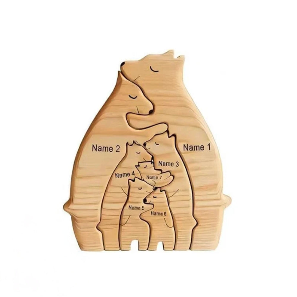 Personalized  Art Wooden Bear Family Puzzle Home Decoration
