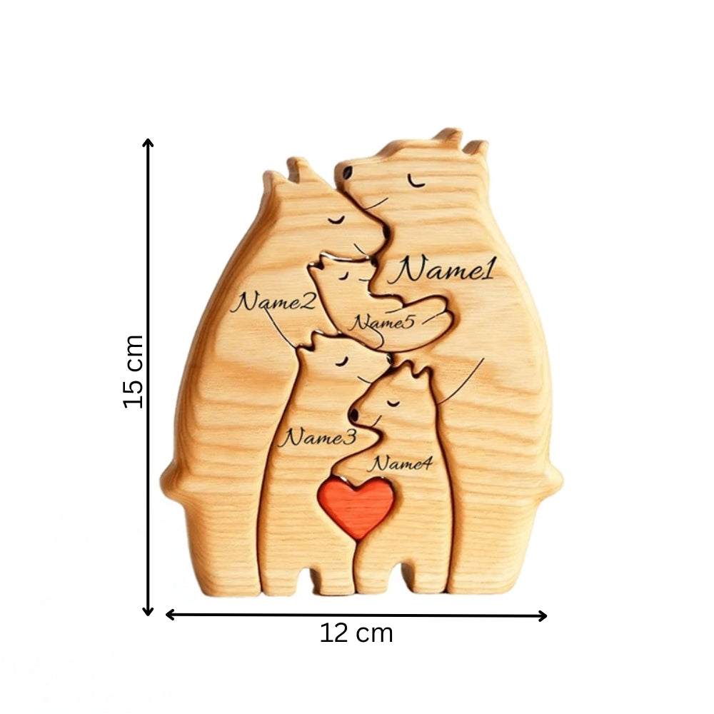 Personalized  Art Wooden Bear Family Puzzle Home Decoration