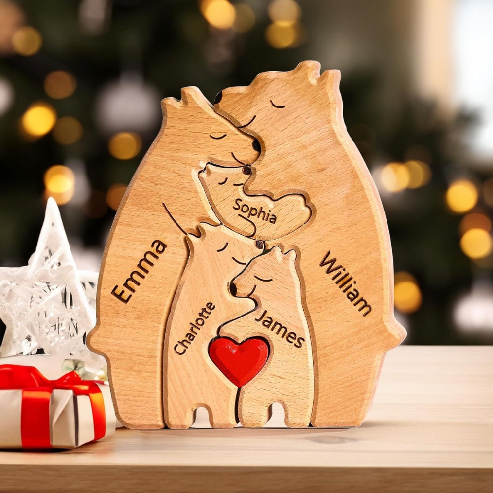 Personalized  Art Wooden Bear Family Puzzle Home Decoration