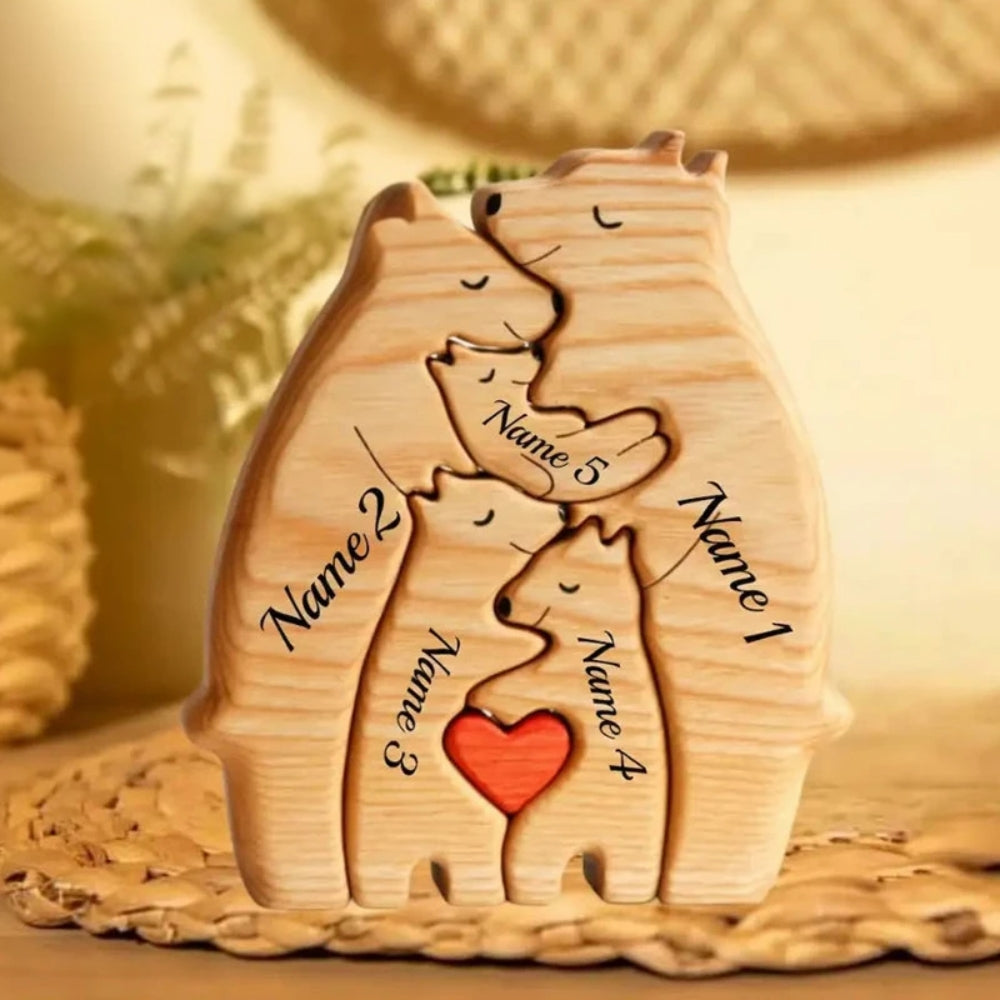 Personalized  Art Wooden Bear Family Puzzle Home Decoration
