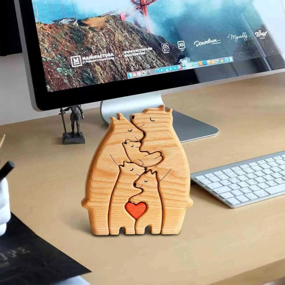 Personalized  Art Wooden Bear Family Puzzle Home Decoration