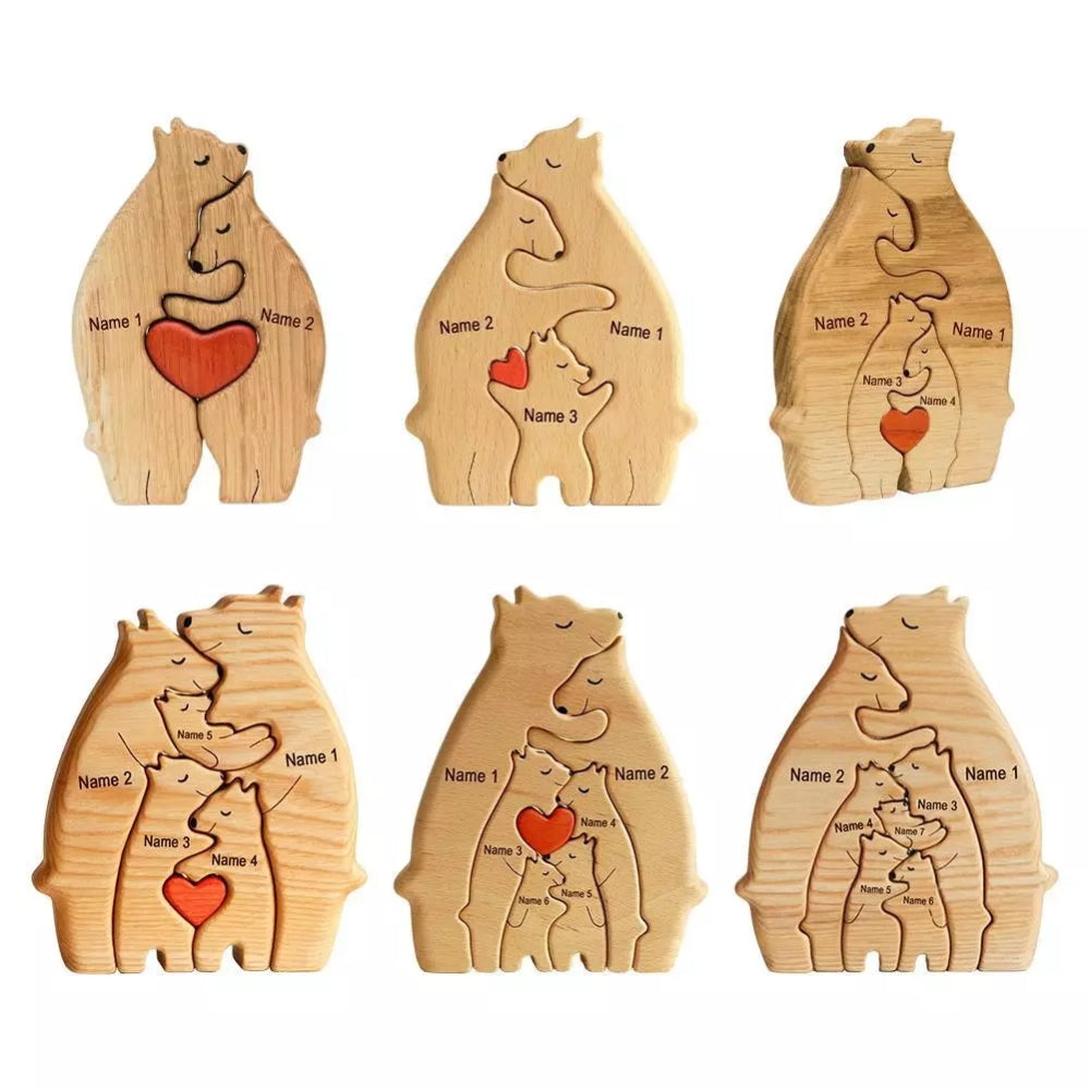 Personalized  Art Wooden Bear Family Puzzle Home Decoration