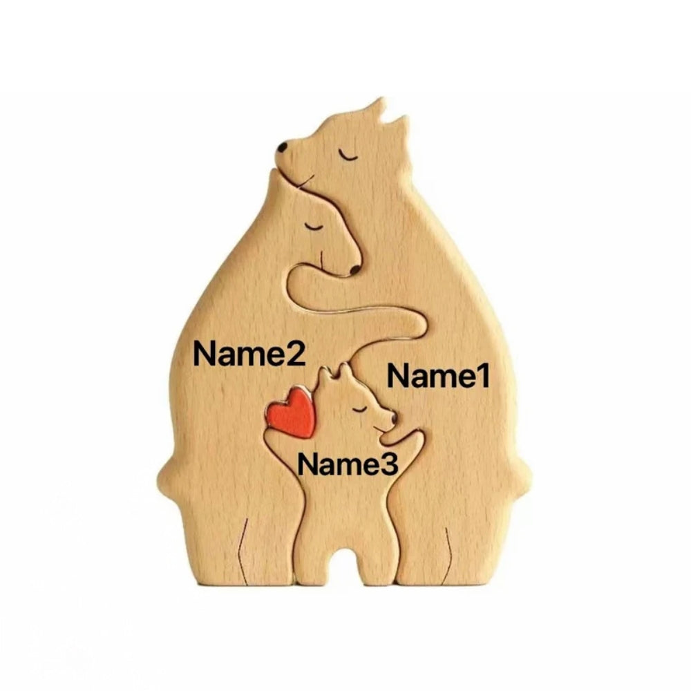 Personalized  Art Wooden Bear Family Puzzle Home Decoration