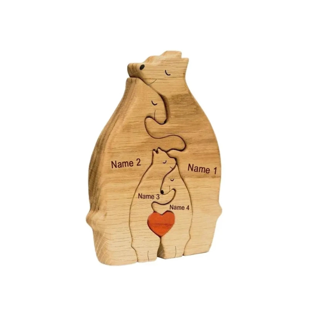 Personalized  Art Wooden Bear Family Puzzle Home Decoration