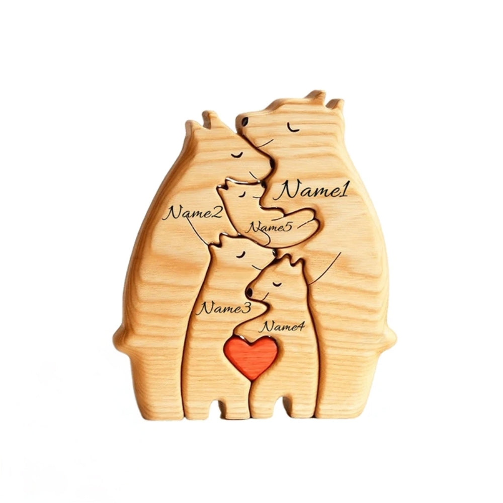 Personalized  Art Wooden Bear Family Puzzle Home Decoration