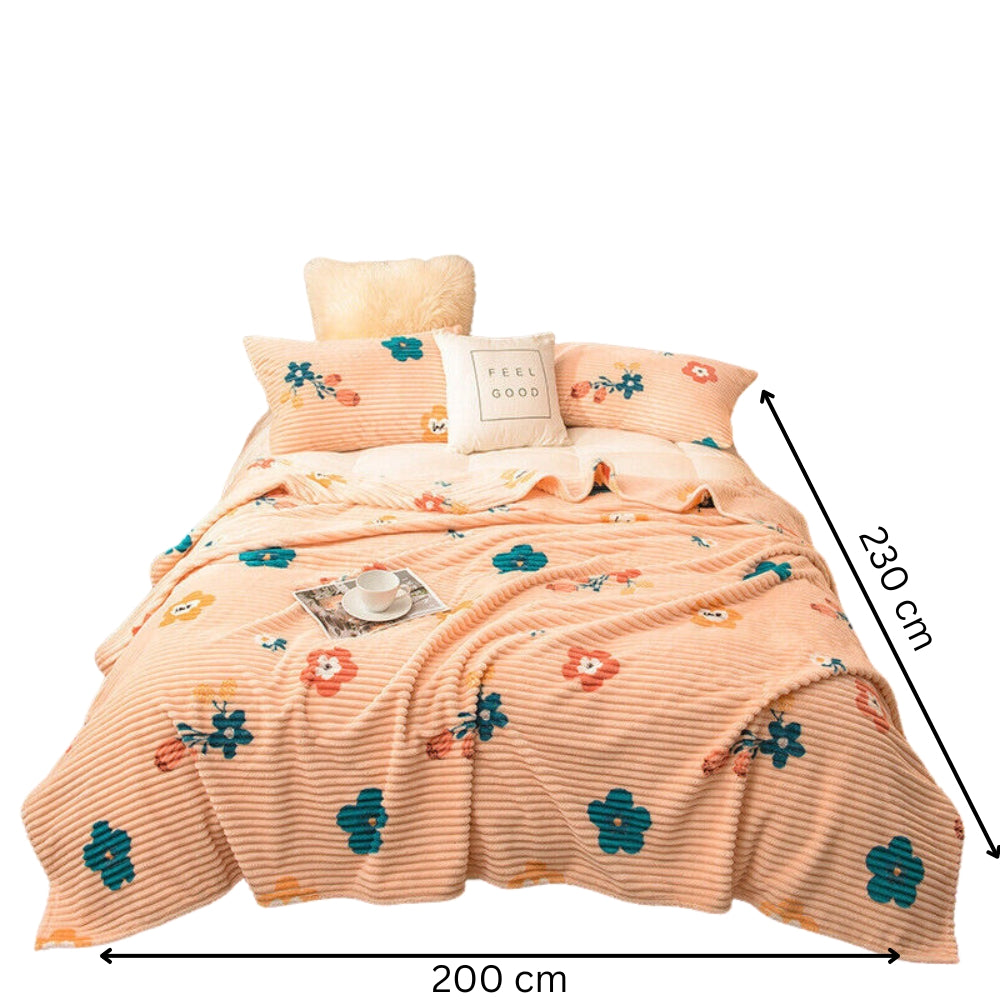 Bed Blanket Cuddly Solid Soft Warm Flannel Throw Sofa Flannel Rug