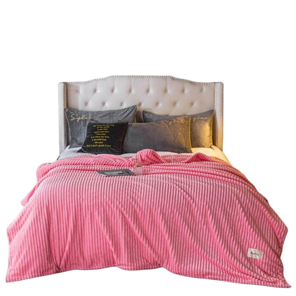 Bed Blanket Cuddly Solid Soft Warm Flannel Throw Sofa Flannel Rug