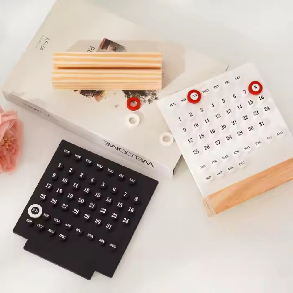 Handmade Acrylic Wooden Base DIY Calendar for Home and Office Desk Decoration