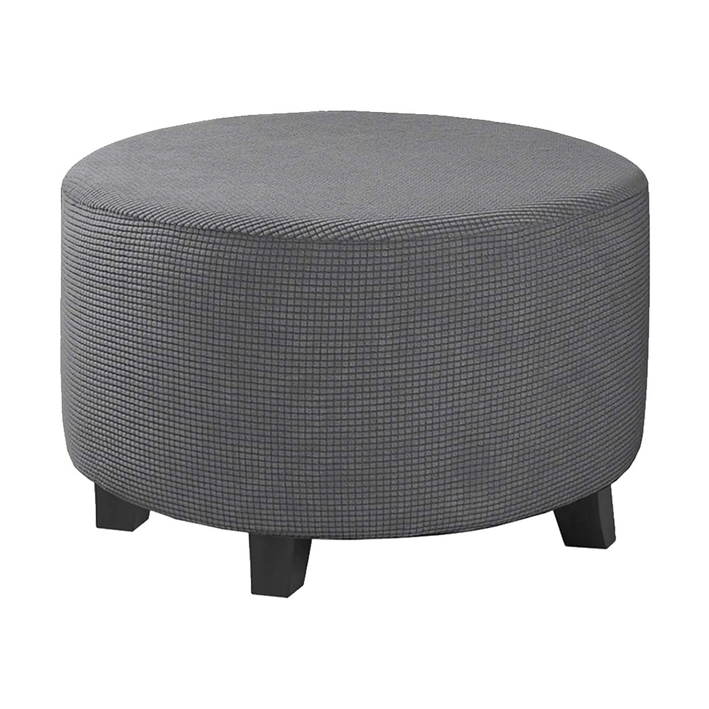 COMFEYA Round Ottoman Cover - Stretch Ottoman Slipcover Furniture Protector for Round Ottomans