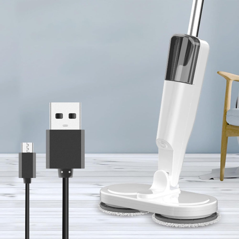 Double Head Electric Spin Mop Cleaner Floor Polisher Sweeper - USB