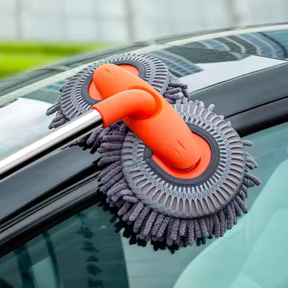 Car Wash Mop with Double Brush Head and Telescopic Handle