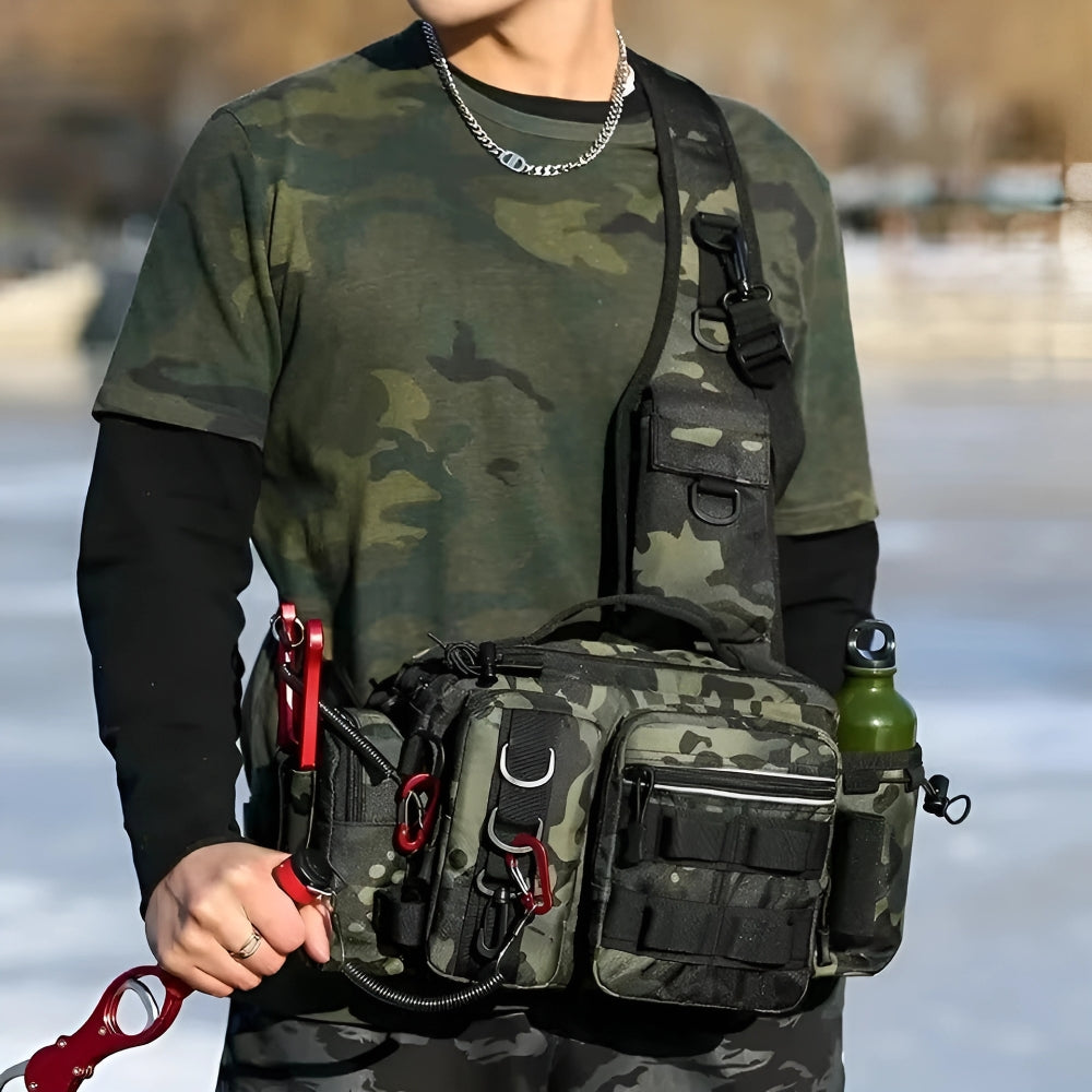 Fishing Tackle Backpack with Rod Holder and Gear Storage
