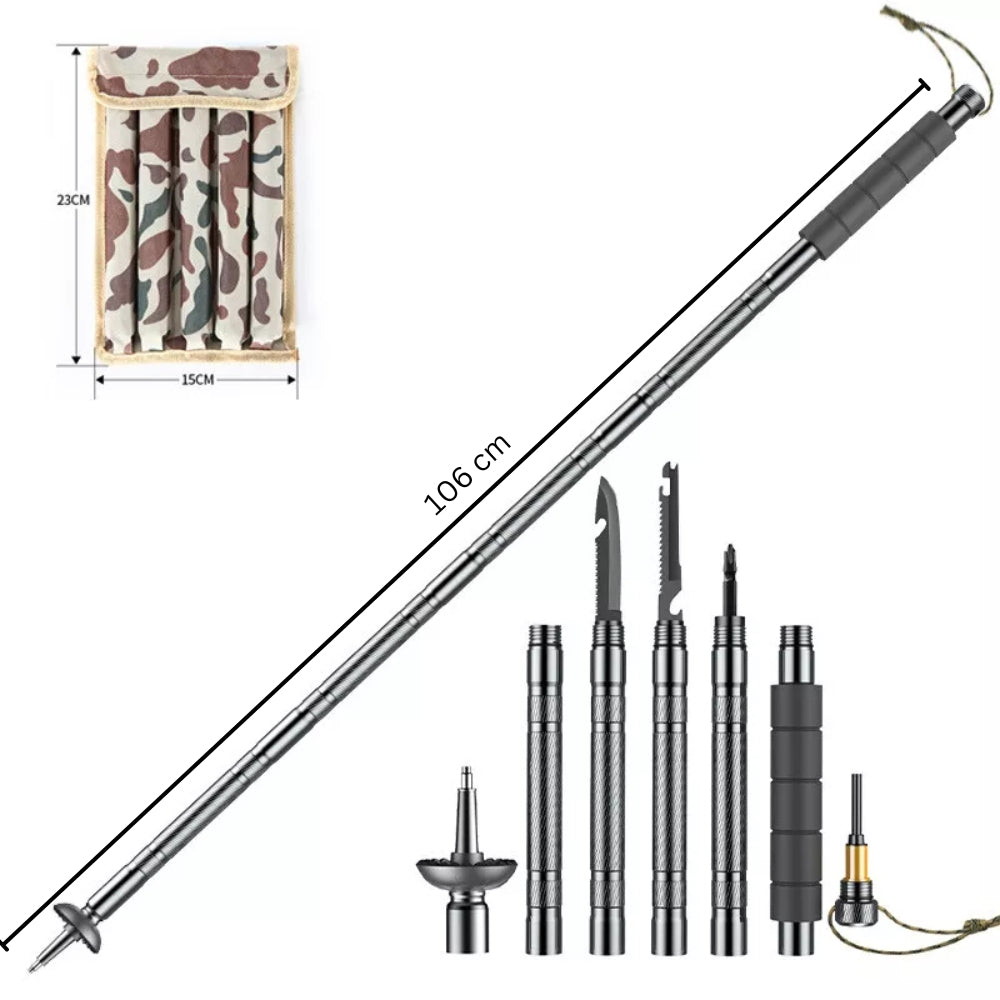 Lightweight Collapsible Hiking Trekking Poles Multifunctional Walking Stick
