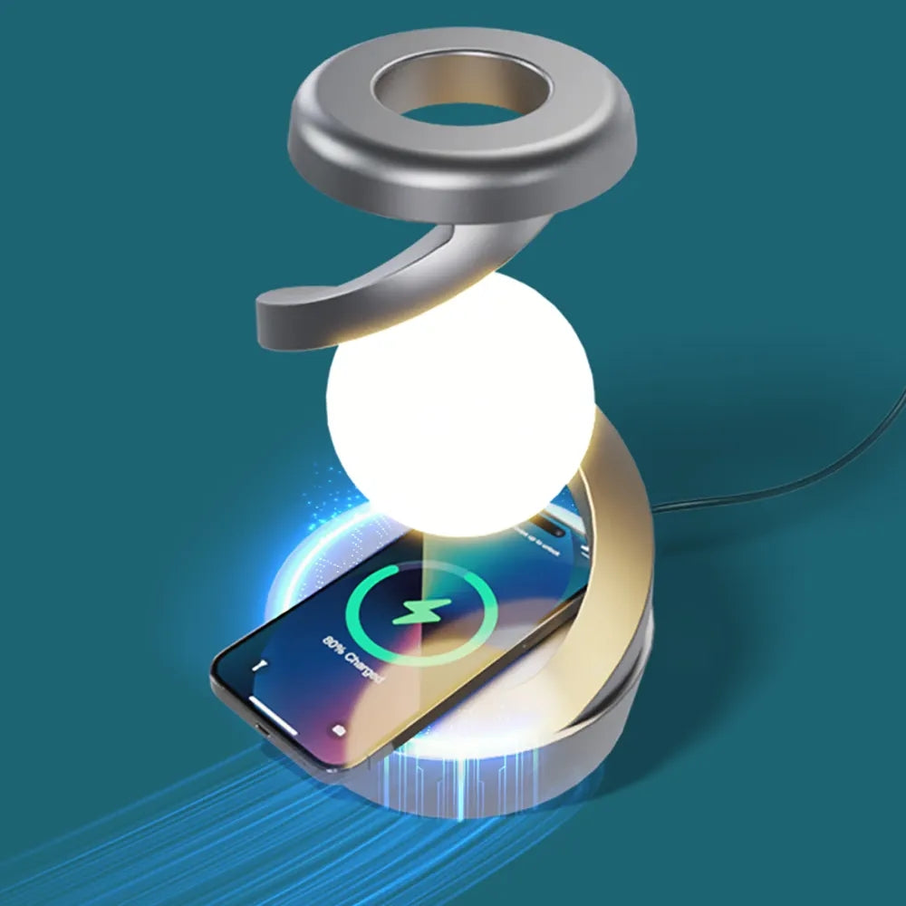 Levitating 3D Moon Lamp with LED RGB Light and Wireless Phone Charger