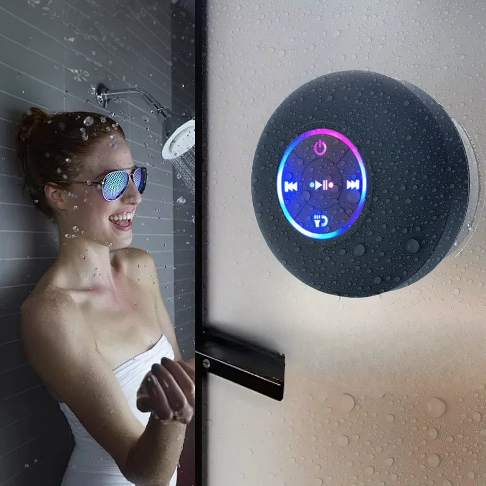 Portable Bluetooth Speaker with LED Waterproof Suction Cup Stereo Sound