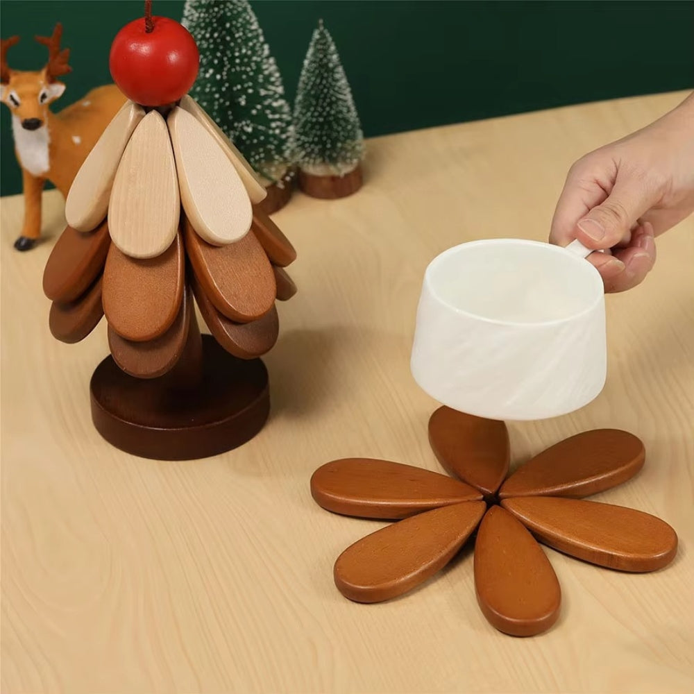 Wooden Heat Resistant Dining Table Mat for Pots and Home Decoration