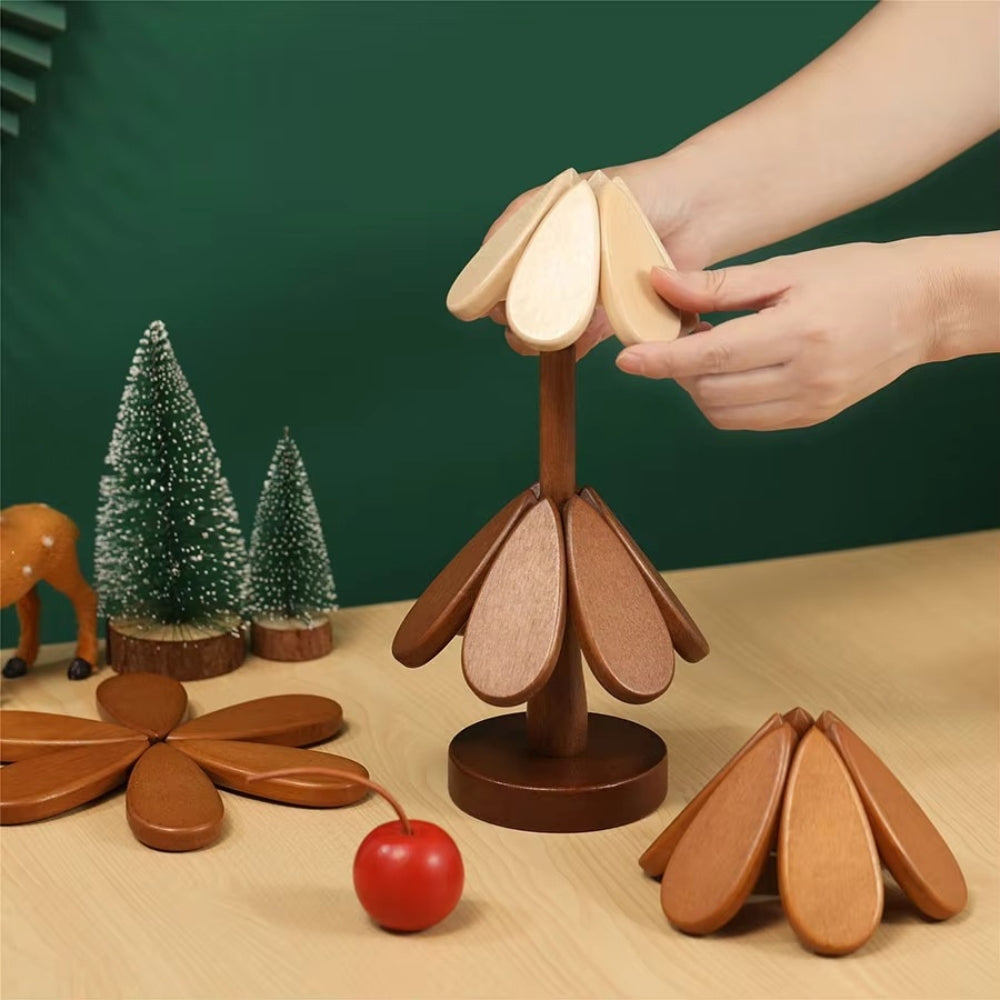 Wooden Heat Resistant Dining Table Mat for Pots and Home Decoration