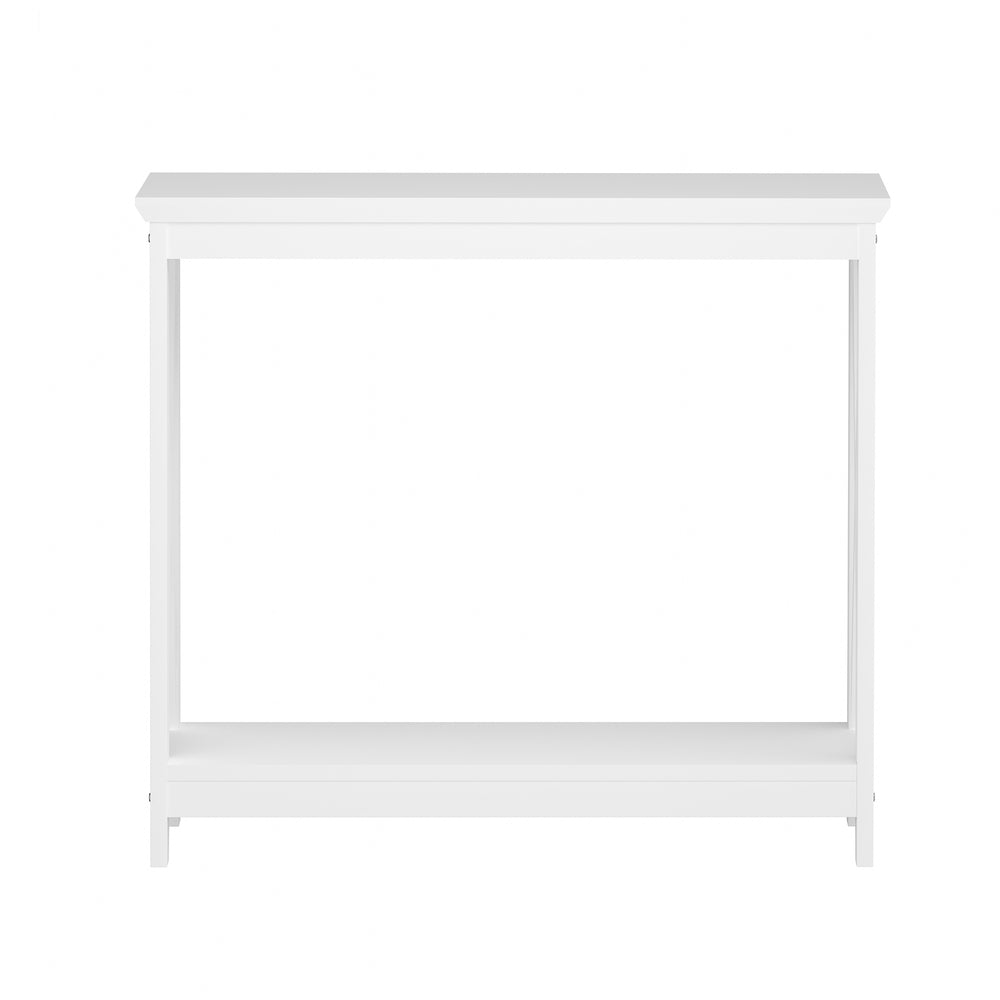 Wooden 2 Tier Console Table X Design White