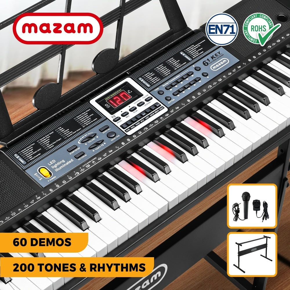61 Keys Electronic Piano Keyboard Lighted with Holder