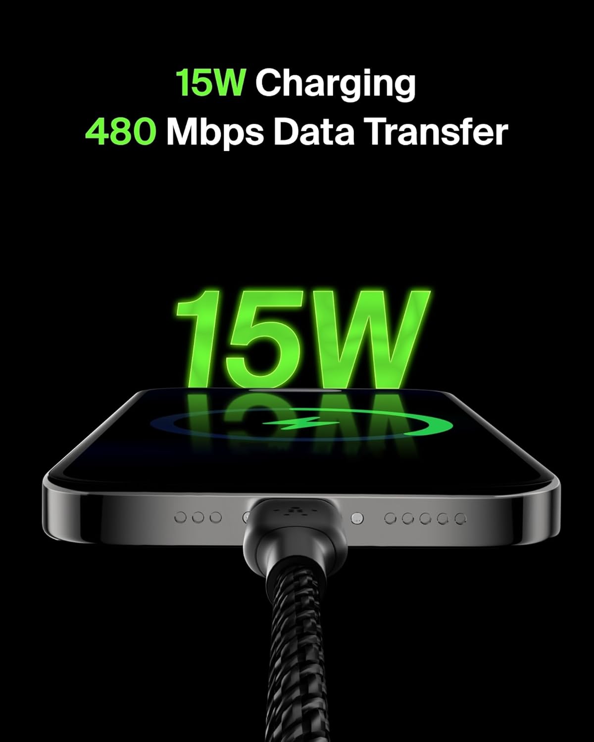 Belkin BoostCharge 2M Braided USB-C to USB-A Cable - Black"