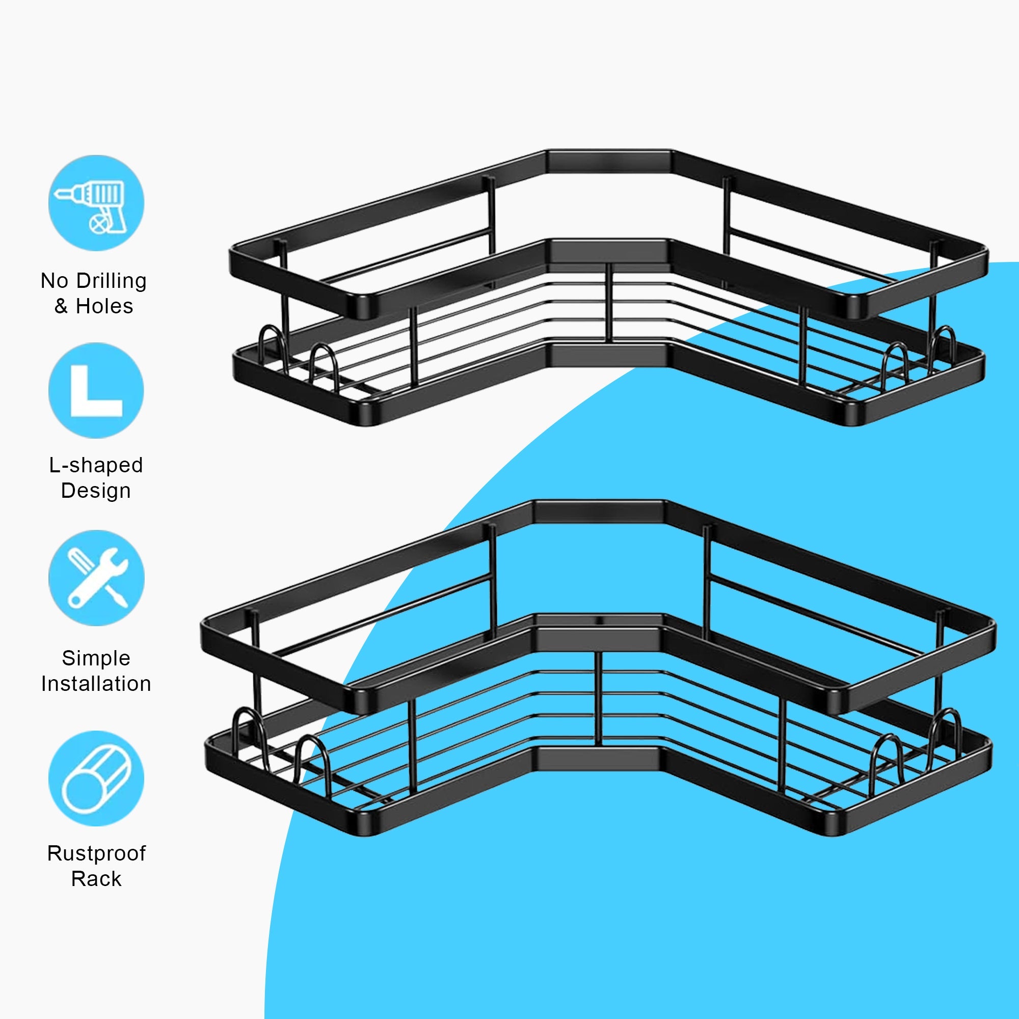 Hivvago Stainless Steel Bathroom Organizer Shelves for Efficient Storage