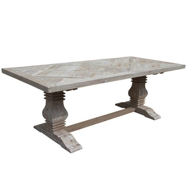 Parquet King Dining Table 240x100cm Reclaimed Pine Rustic French Provincial Style