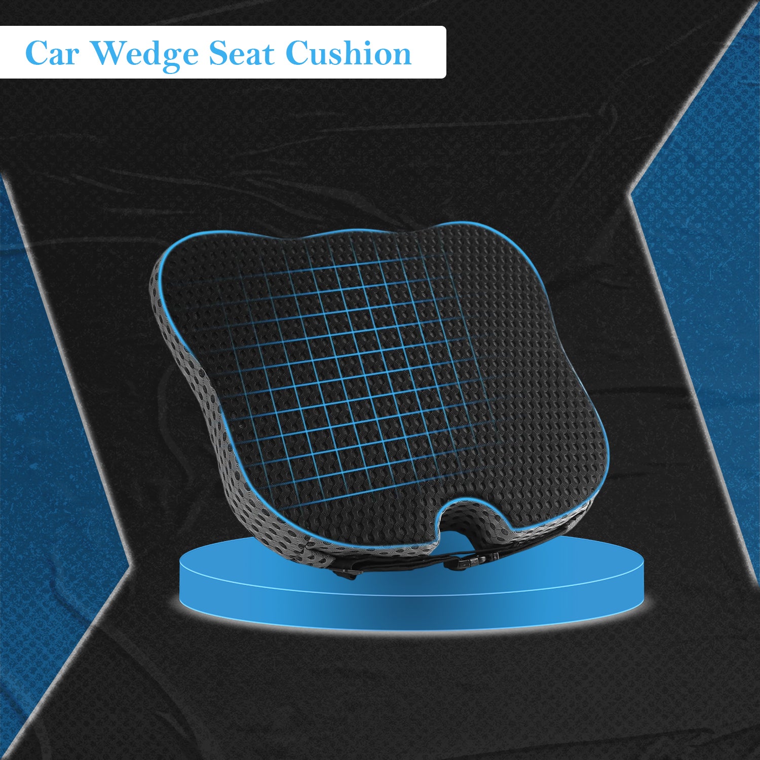 Vagooz Car Wedge Seat Cushion – Memory Foam Booster with Non-Slip Base, Black