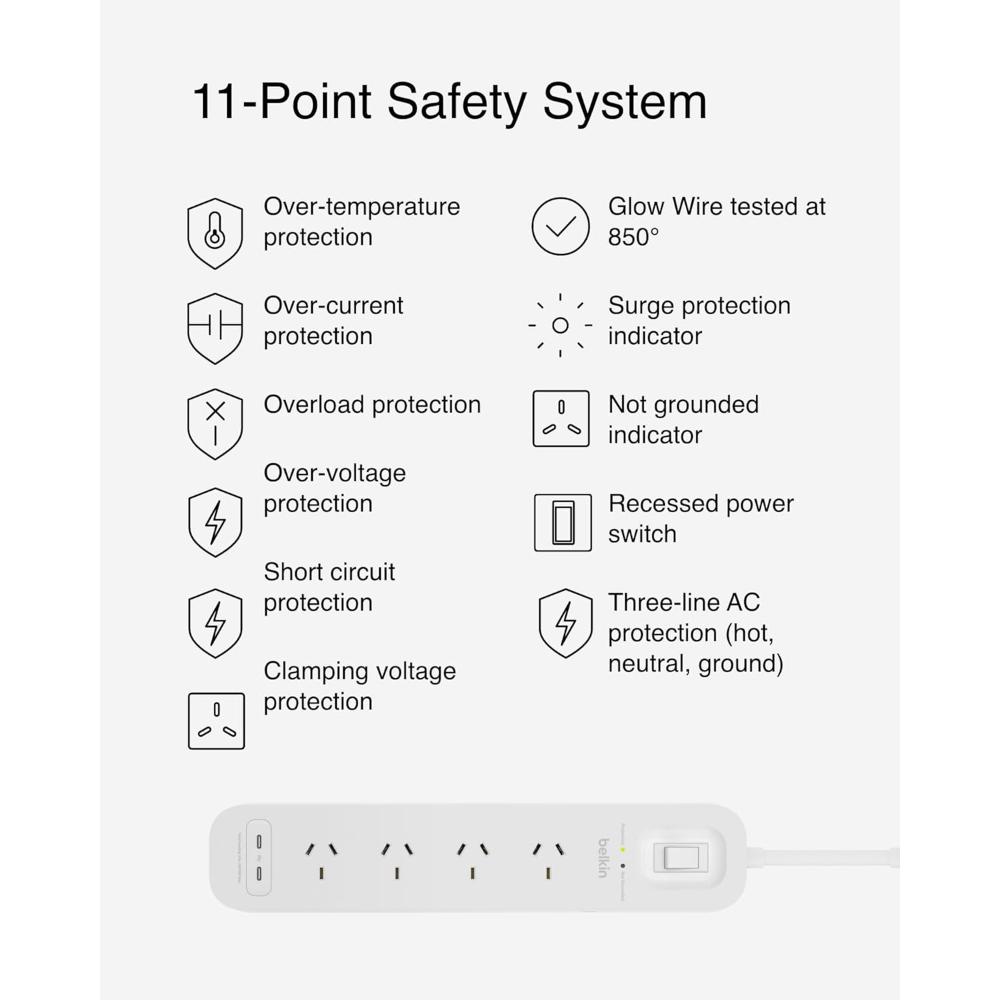 Belkin 4-Outlet Surge Protector with 2 USB-C Fast Charging