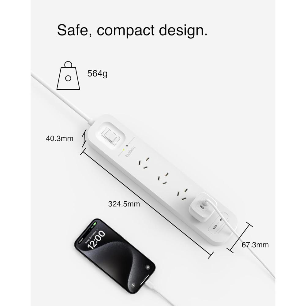 Belkin 4-Outlet Surge Protector with 2 USB-C Fast Charging