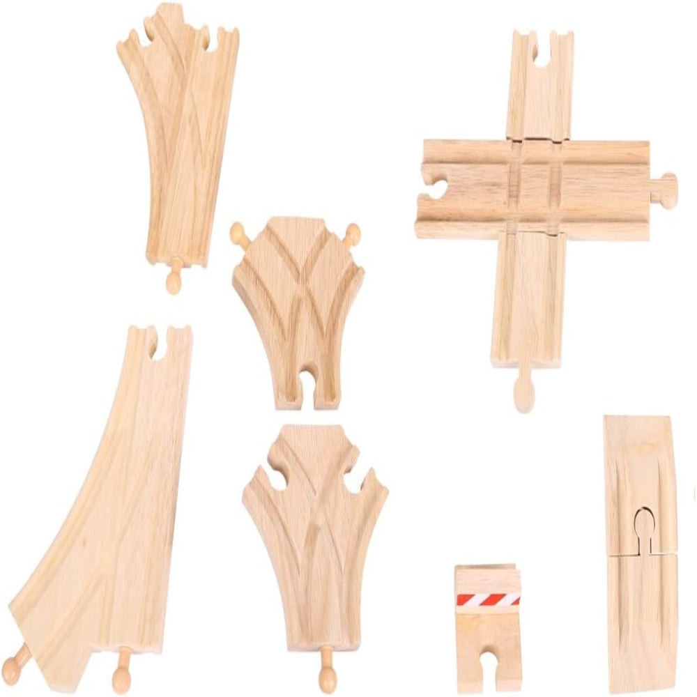 Bigjigs Rail Low Level Track Expansion Pack Wooden Railway Track Extension Set