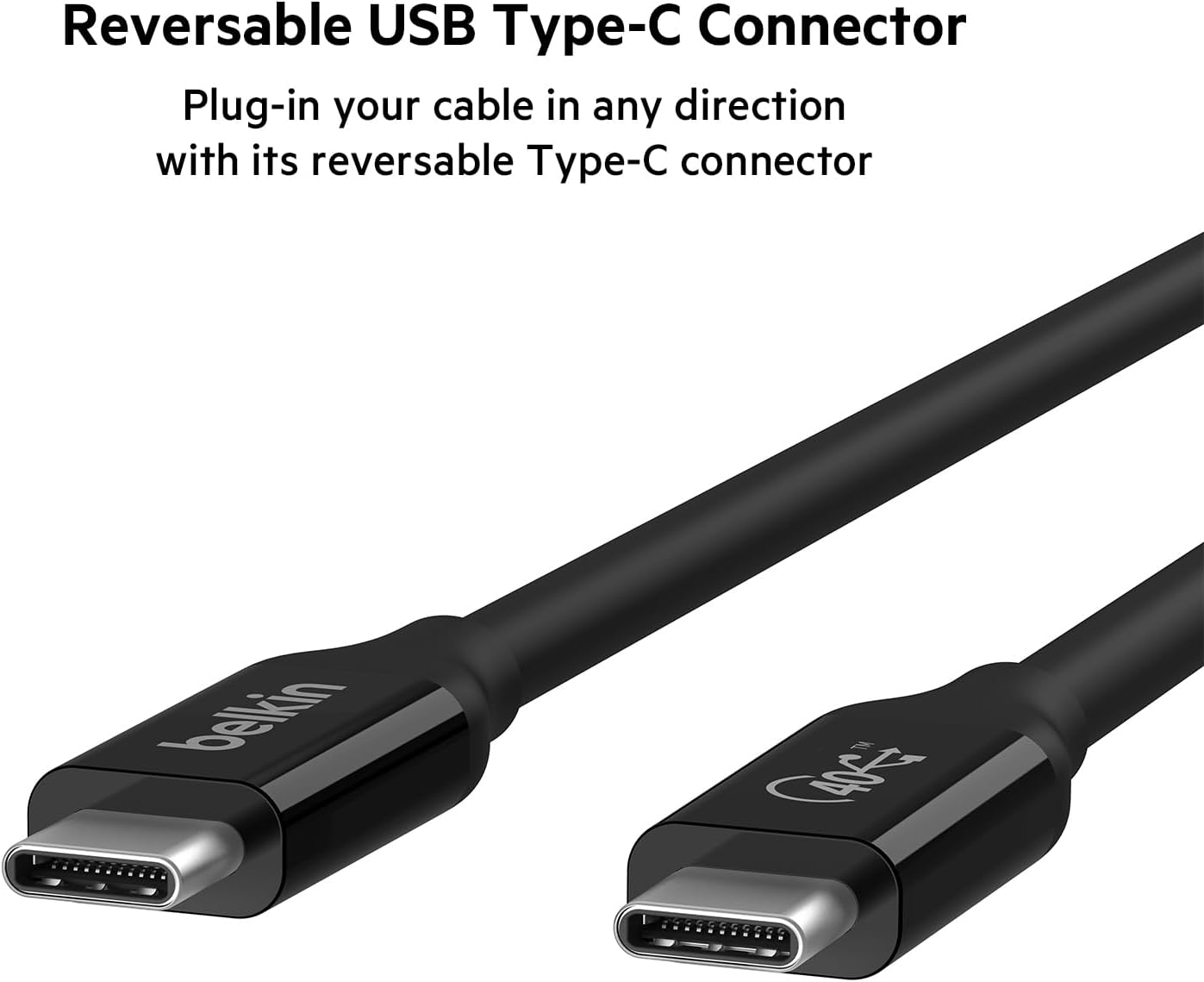 Belkin USB 4.0 USB-C Cable, Black, Size 0.8 Meter