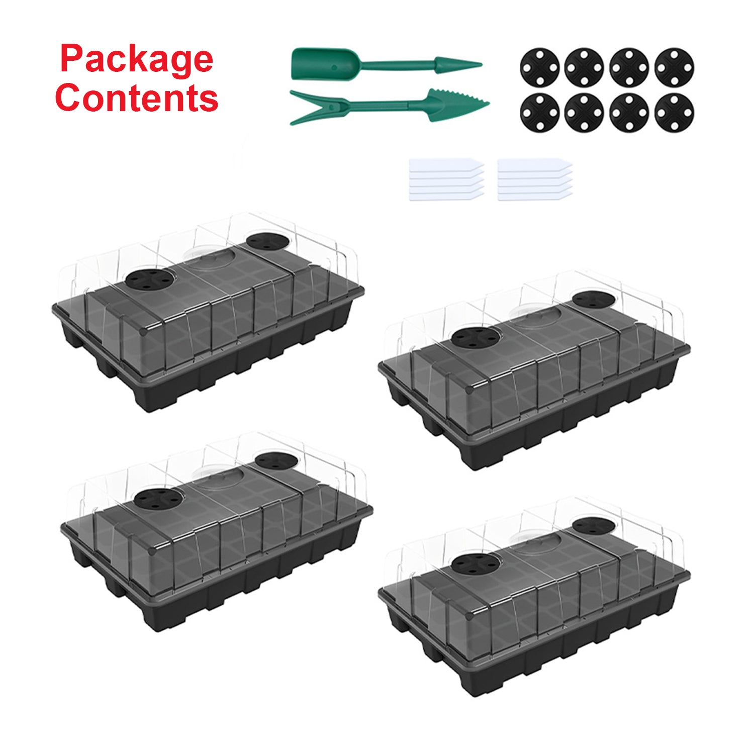 Hivvago Seed Starter Trays 4-Pack – 40 Cell Kits with Ventilated Domes