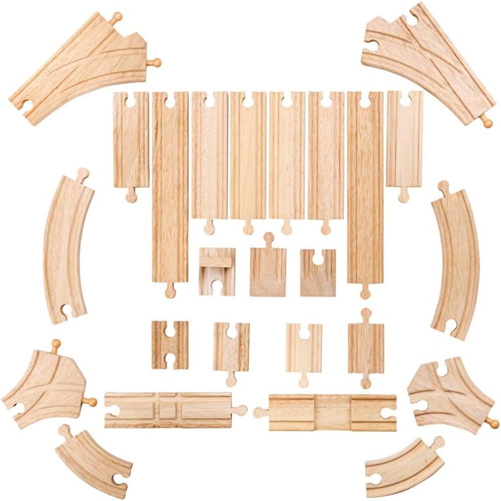 Bigjigs Rail Low Level Track Expansion Pack Wooden Railway Track Extension Set