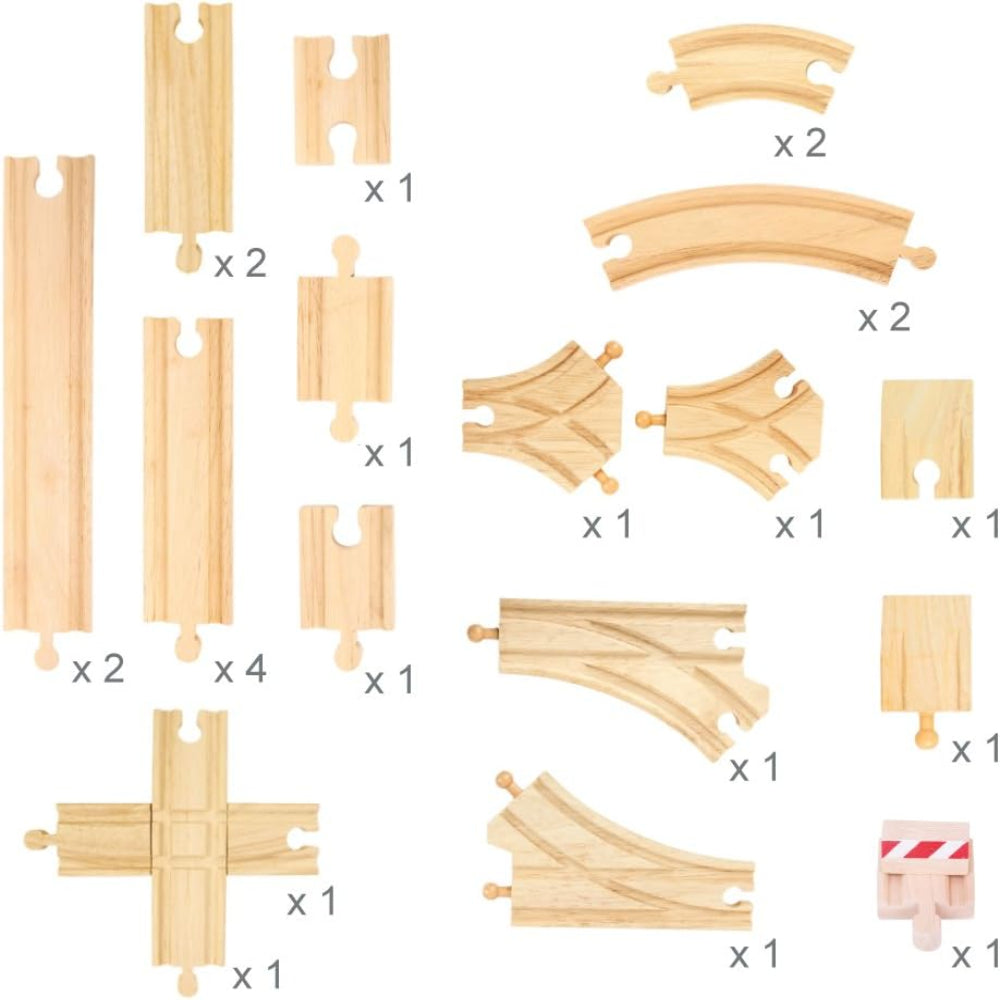 Bigjigs Rail Low Level Track Expansion Pack Wooden Railway Track Extension Set