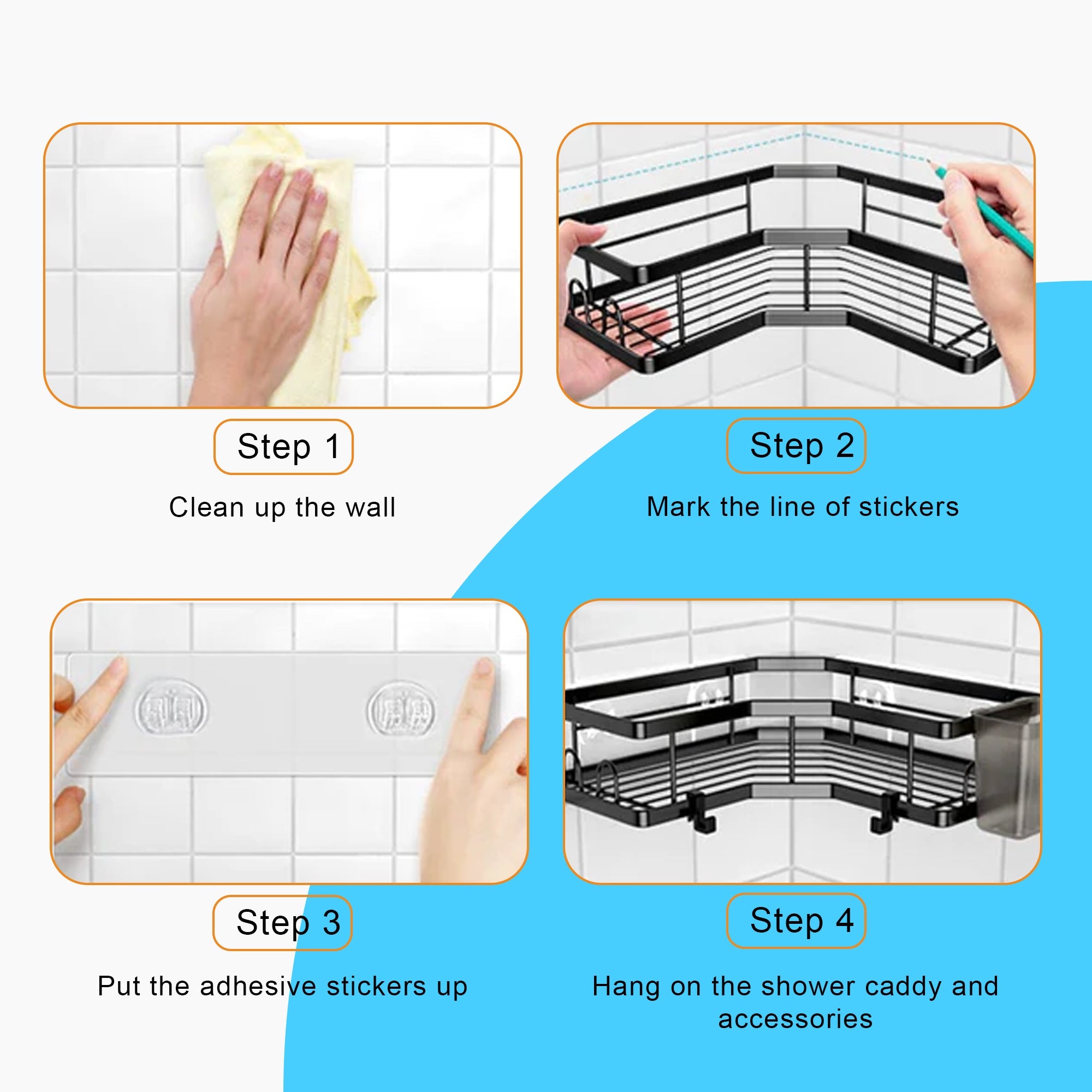 Hivvago Stainless Steel Bathroom Organizer Shelves for Efficient Storage