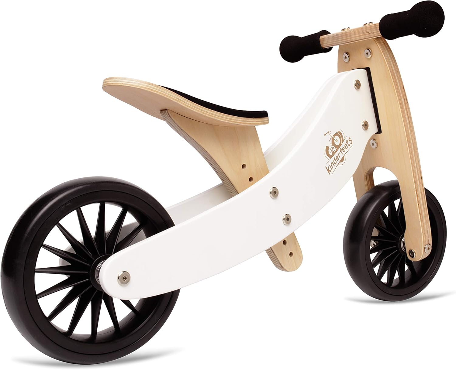 Kinderfeets Tiny Tot 2 in 1 Balance Bike & Trike for Toddlers White