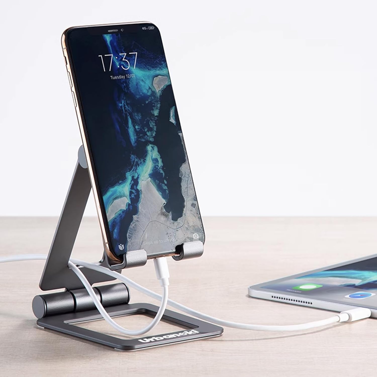 Urbanoki Portable Phone Tablet Stand Dual Folding Desk Travel Cradle Dock - Available in Two Colours