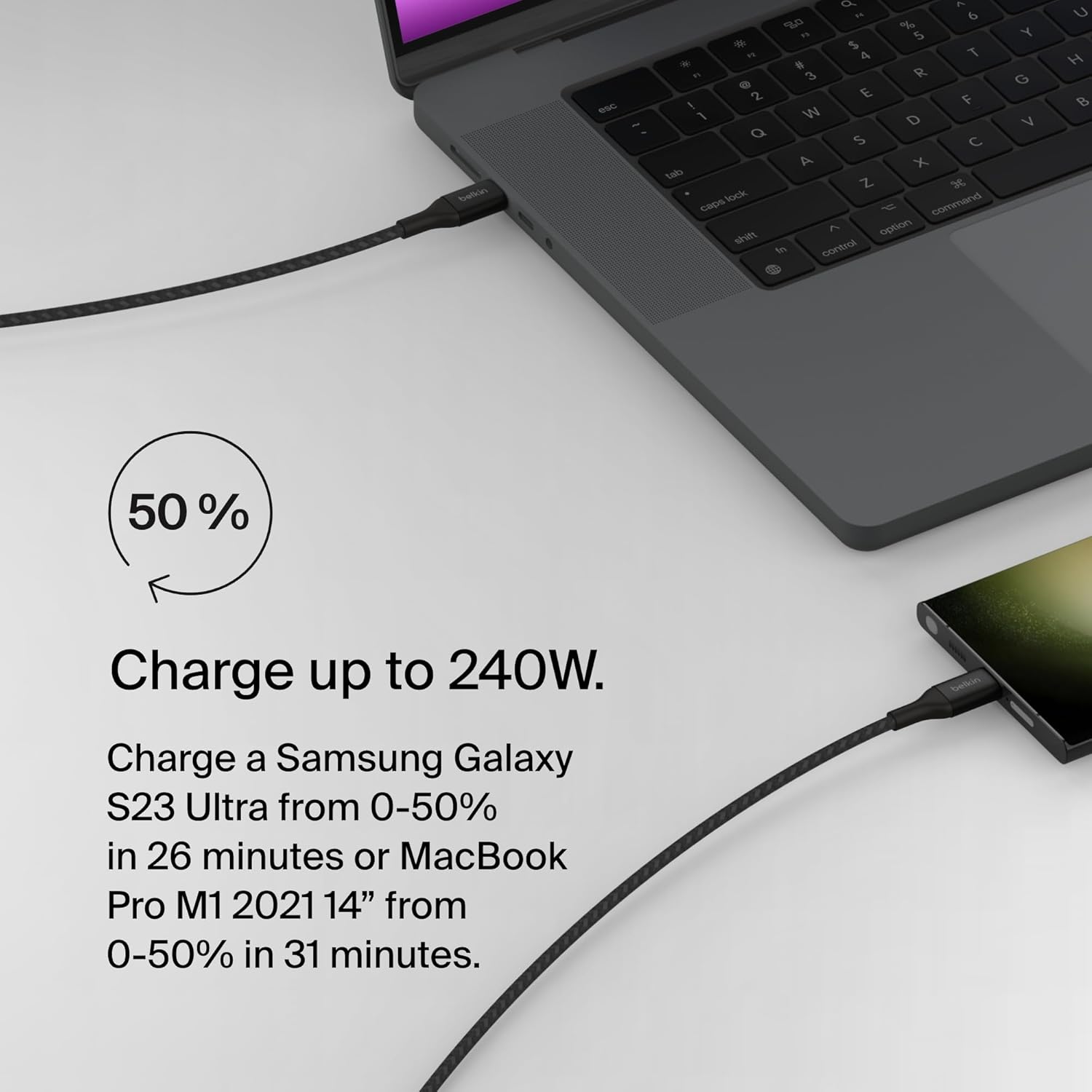 Belkin Boost Charge 2M USB- C Cable 240W Black